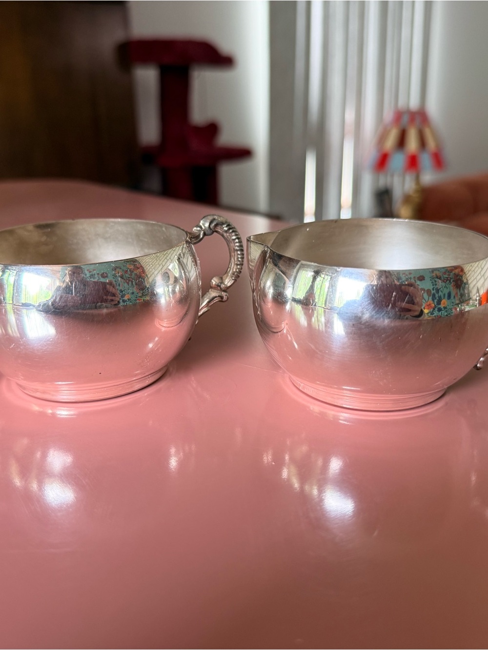 Vintage British/Victorian Silver-plated Cream & Sugar Set